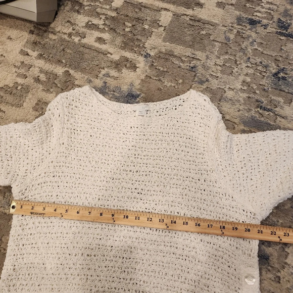 J. Jill button side open knit white tunic top. Women's size Large Petite. - Picture 11 of 13